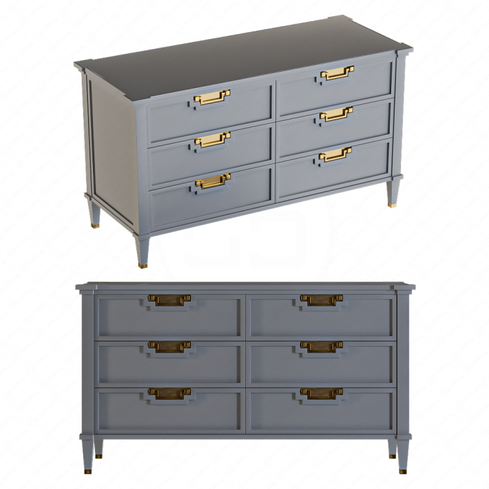 Комод с ручками из латуни