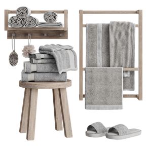 Bathroom accessories with towels