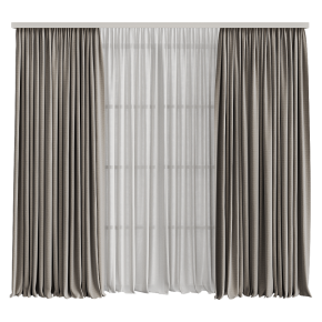 Шторы кофейные с тюлем