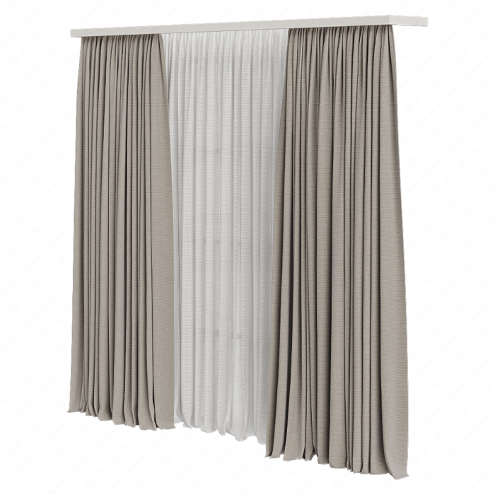 Шторы кофейные с тюлем