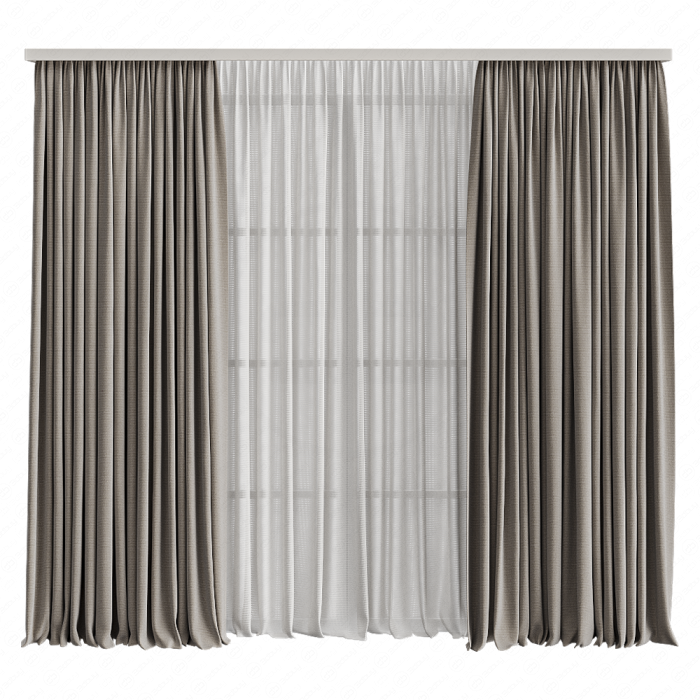 Шторы кофейные с тюлем