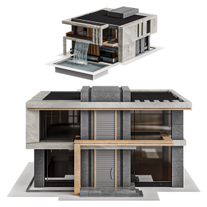 Современная вилла с бассейном и водопадом