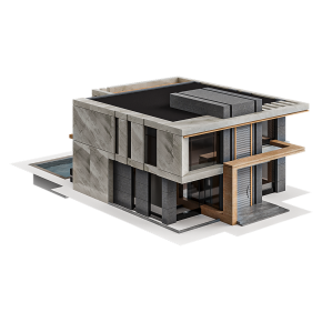 Современная вилла с бассейном и водопадом