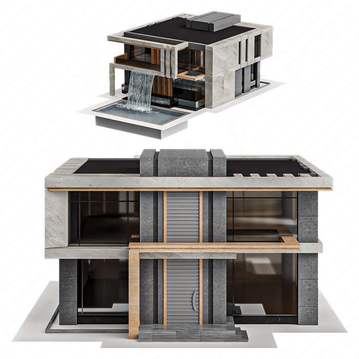 Современная вилла с бассейном и водопадом