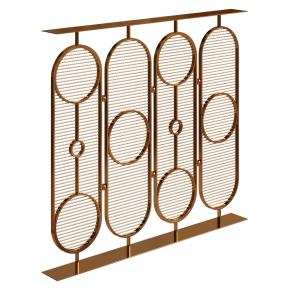 Golden decorative metal partition.