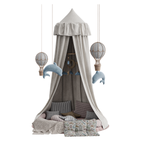 Children's room decor with a canopy.