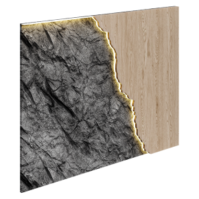 A wall panel that is half stone.