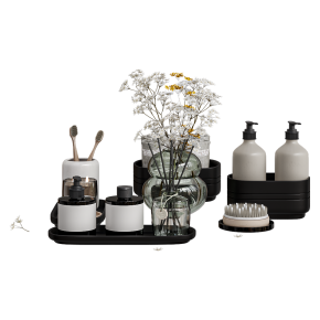 Bathroom decor set with daisies.