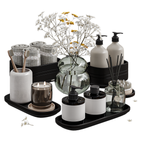 Bathroom decor set with daisies.