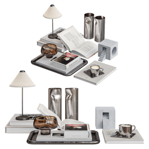 Decorative coffee-table set with a lamp.
