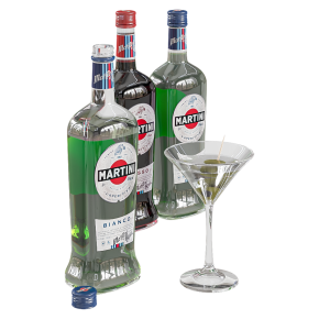 Мартини в бутылке и бокале