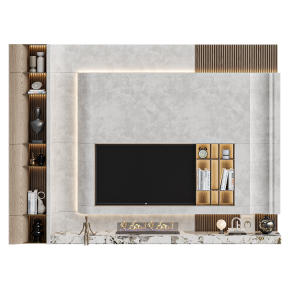 TV wall unit with corner shelves