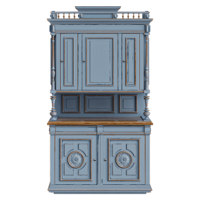 Wooden cabinet for dishes.