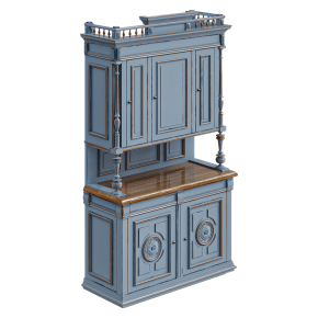 Wooden cabinet for dishes.