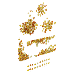 A decorative wall made of autumn grape leaves.