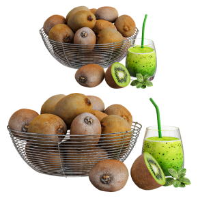 Киви в миске и свежий сок
