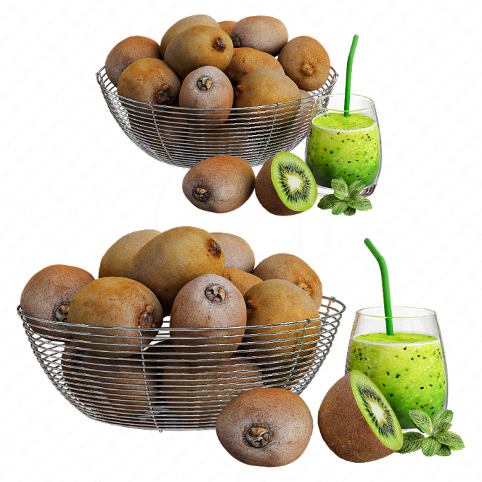 Киви в миске и свежий сок