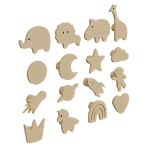 Handles for children's furniture and wall hooks.