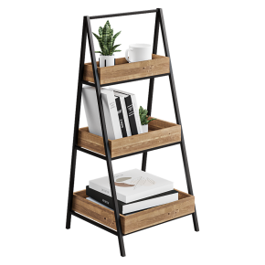 Three-tier shelf with décor.