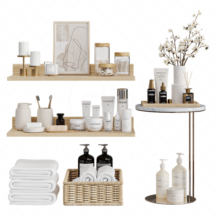 Приставной столик с декором для ванной Приставной столик с декором для ванной