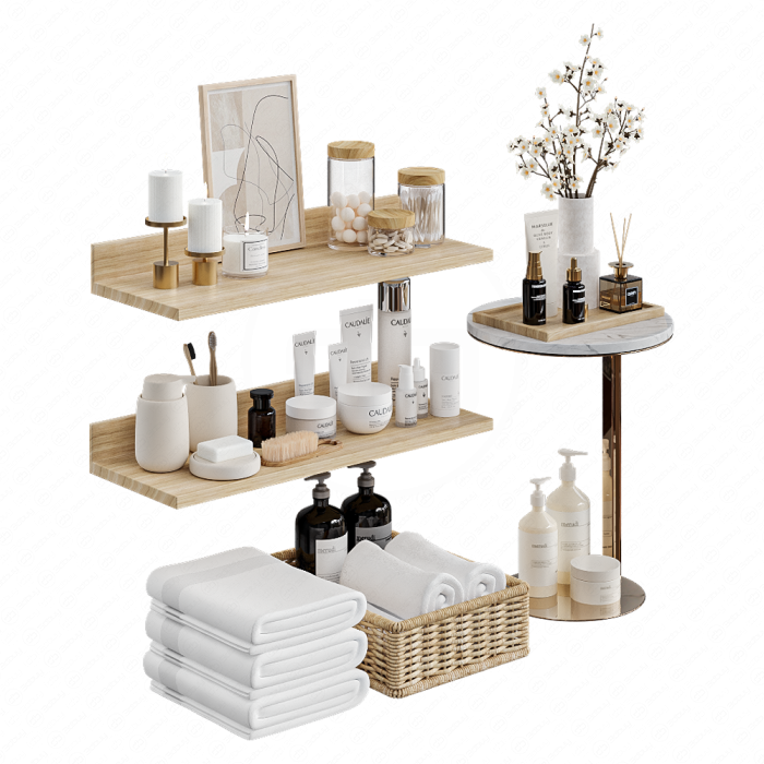 Приставной столик с декором для ванной Приставной столик с декором для ванной