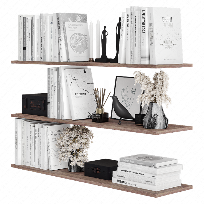 Декоративный набор с белыми книгами и сухоцветами