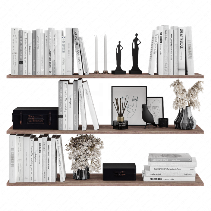 Декоративный набор с белыми книгами и сухоцветами