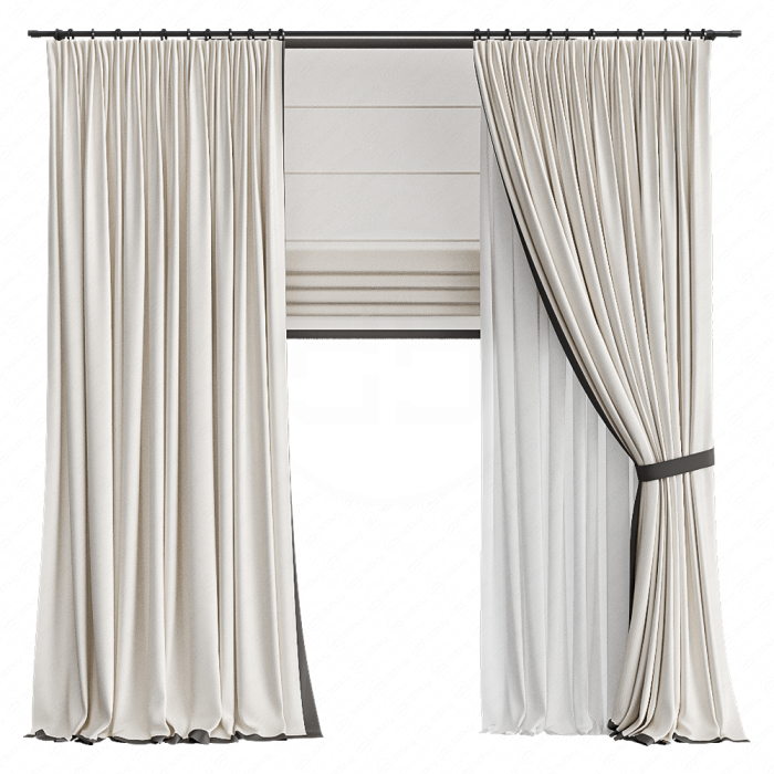 Шторы с кантом и подхватом светлые