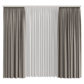 Шторы серо-бежевые в пол