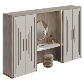 Art Deco-style wardrobes with a dressing table.