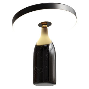 Table lamp made of black stone.