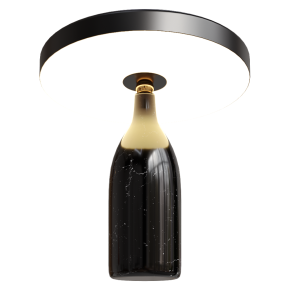Table lamp made of black stone.