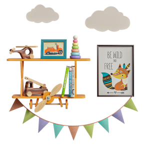 Airplane shelf for a children's room