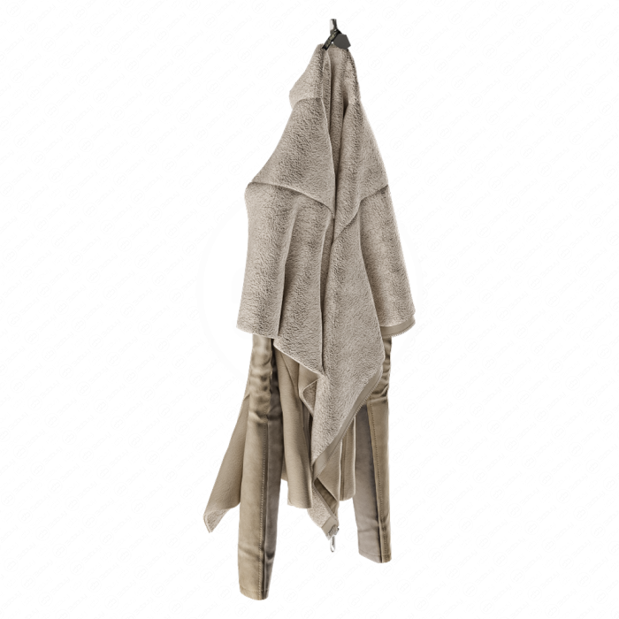 Бежевая дубленка сзади