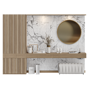 A wall unit with a dressing table for the bedroom.