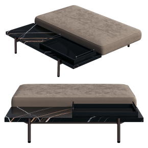 Ottoman Superquadra Minotti with a side table.