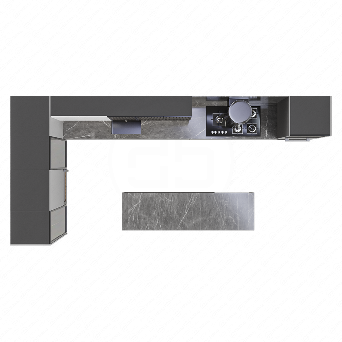 Кухня серая п-образная с островом Кухня серая п-образная с островом