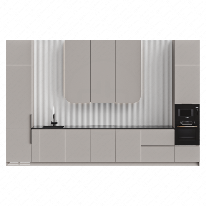 Кухня белая прямая с подсветкой Кухня белая прямая с подсветкой