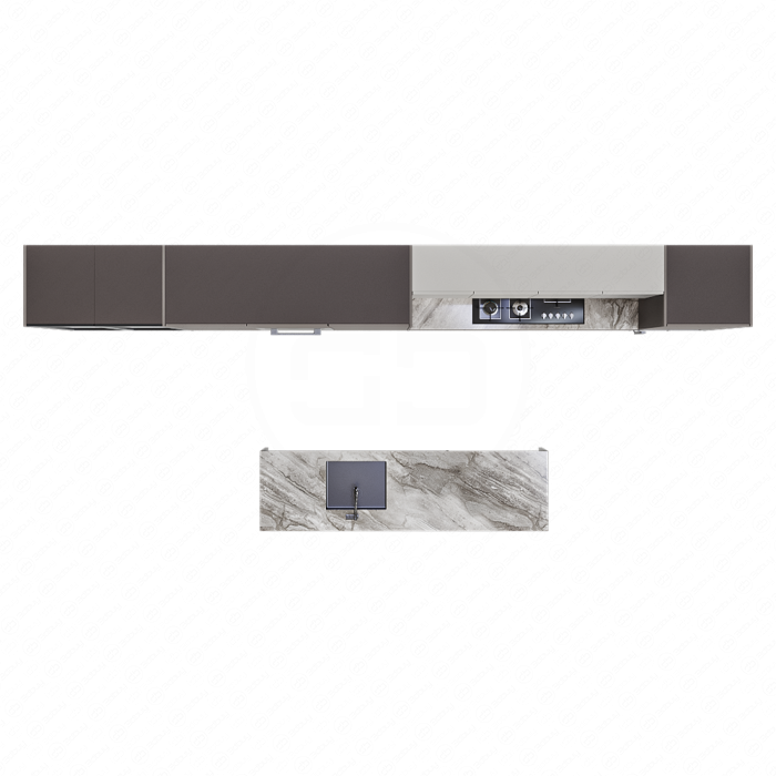 Кухня светло-серая с островом