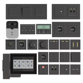Black sockets and switches.