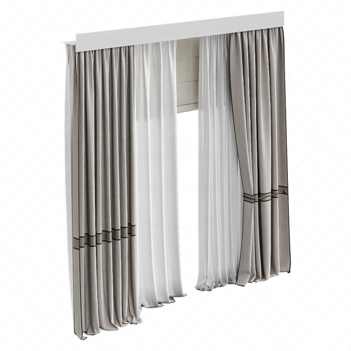 Шторы светло-бежевые с подхватами