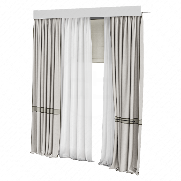 Шторы светло-бежевые с подхватами