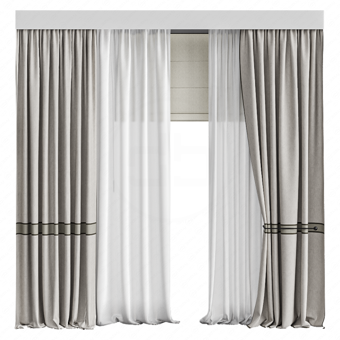 Шторы светло-бежевые с подхватами