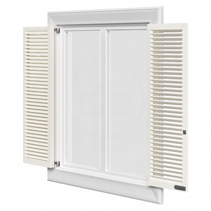 Окно белое с распашными ставнями