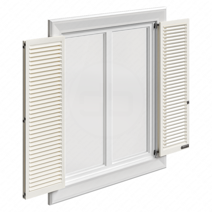 Окно белое с распашными ставнями