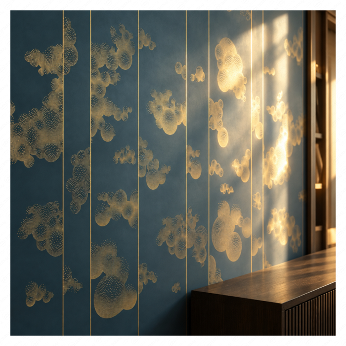 Панно Lines PINEGIN фреска обои «Воздушные сферы» линии поталь фон Ncs артикул PL004