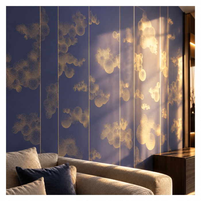 Панно Lines PINEGIN фреска обои «Воздушные сферы» линии поталь фон Ncs артикул PL004
