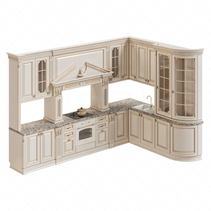 Кухня белая с подсветкой