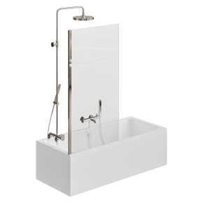 Bathroom with a screen and Villeroy & Boch faucets.
