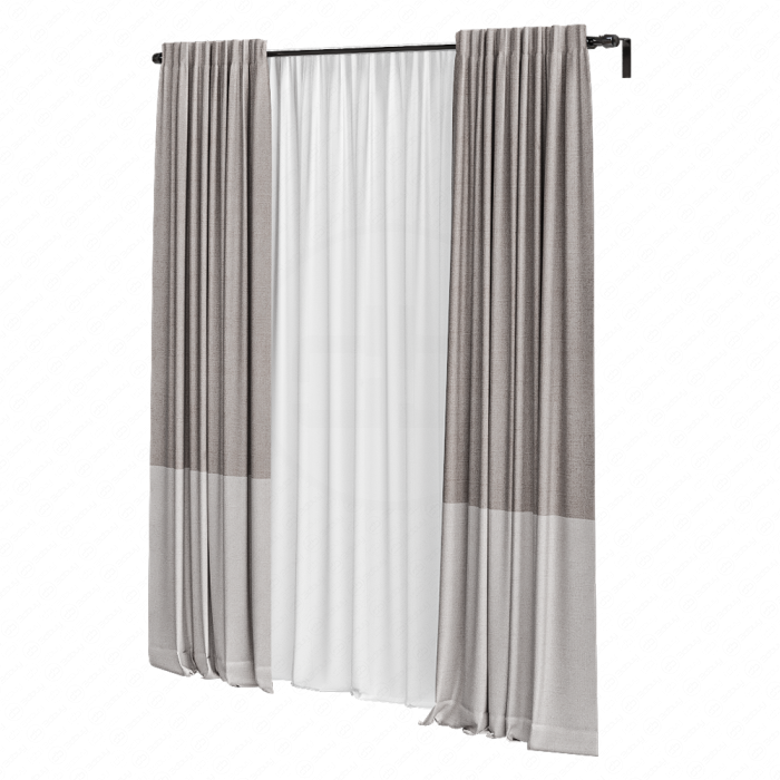 Шторы коричневые с тюлем